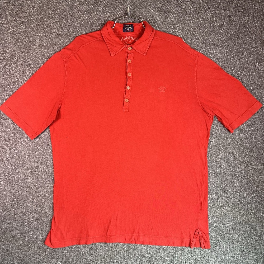 Paul & Shark Polo Shirt Mens XL Red Yachting Casual Made in Italy Cotton Logo‎